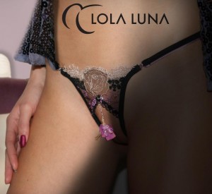 Paola Lola Luna String Ouvert in schwarz - flieder